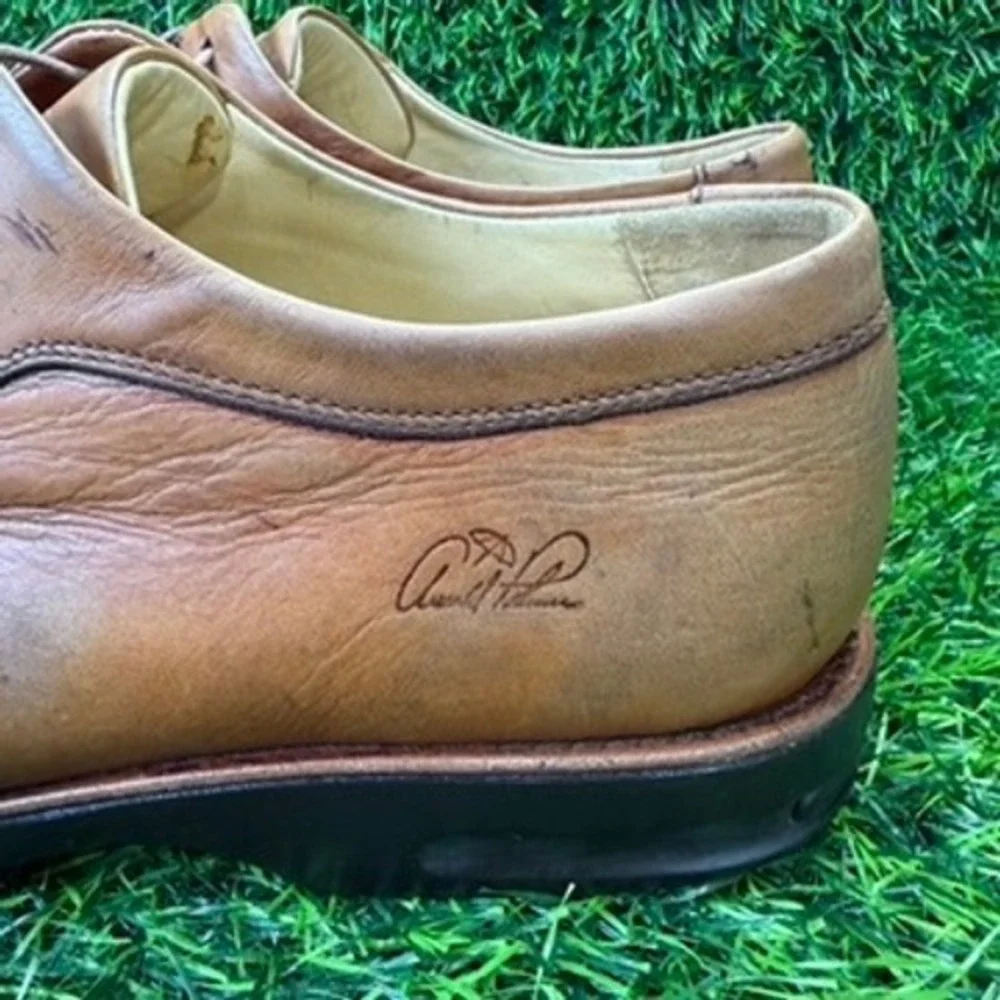 Vintage Arnold Palmer Marty Men 12M Brown Leather Apron Toe Derby Shoes Brazil